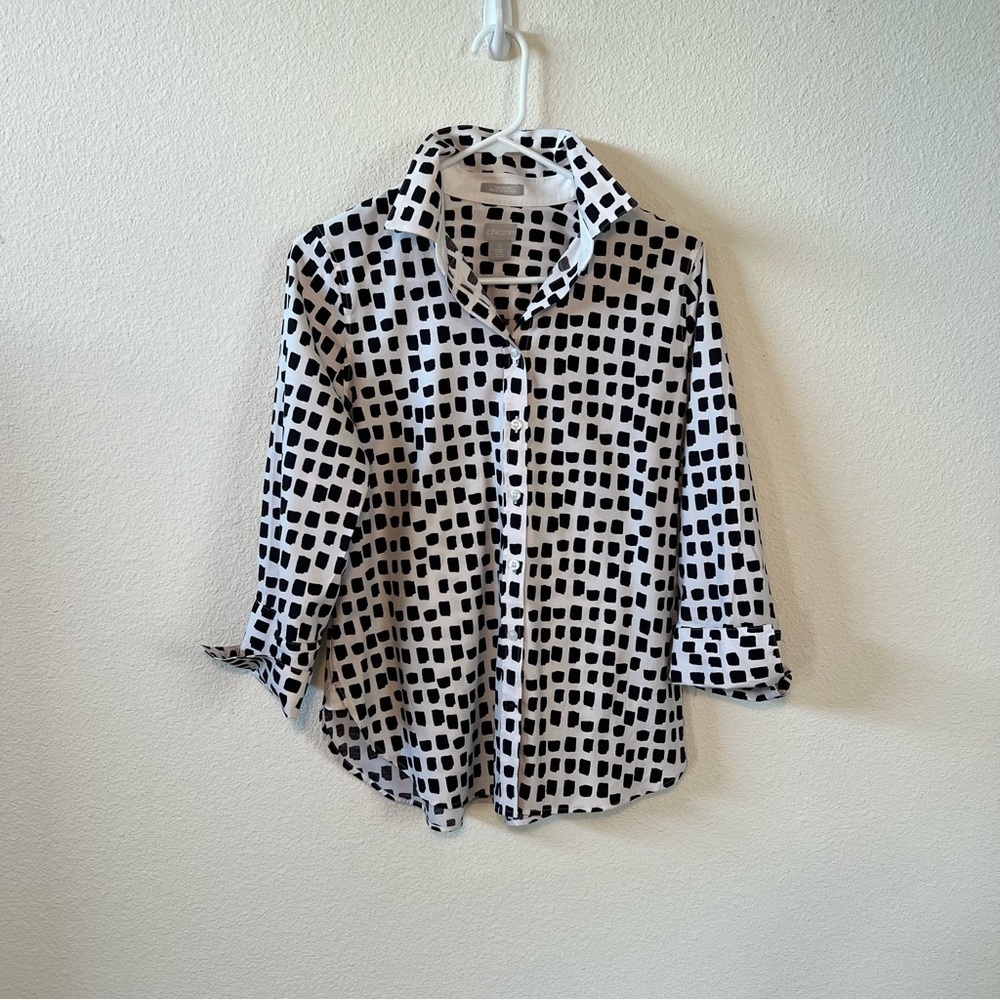 Stretch Square Dot NO Iron Shirt Chico’s
